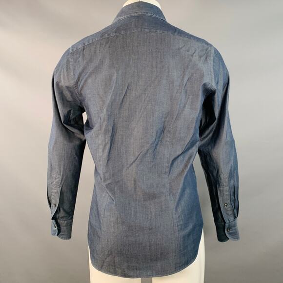 BAGUTTA Size S Grey Cotton Spread Collar Slim Fit Long Sleeve Shirt - Picture 3 of 6